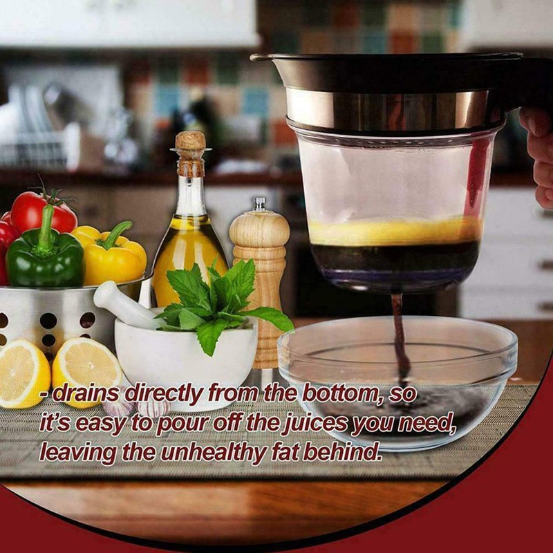 Gravy Fat Separator, With Bottom Release Strainer 1L Grease Separator