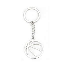 MUCOOS Basketball Pendant Keyring, Metal Keyring, Basketball Design, Gift for Women, Good Luck Charm for Back to School, Suitable for Friends and Girls Who Love Sports, silver