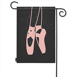 Moslion Garden Flag Pink Ballerina Beautiful Girl Ballet Dancer Abstract Art Black Background Summer Seasonal Garden Flag Outdoor Decorative Double-Sided Cotton Linen 12x18 Inch