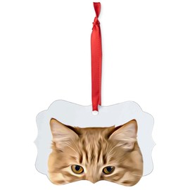Funny Curious Ginger Manx Cat Peeking Look Out Christmas Ornaments Benelux Aluminum - Kitten Owners Gift