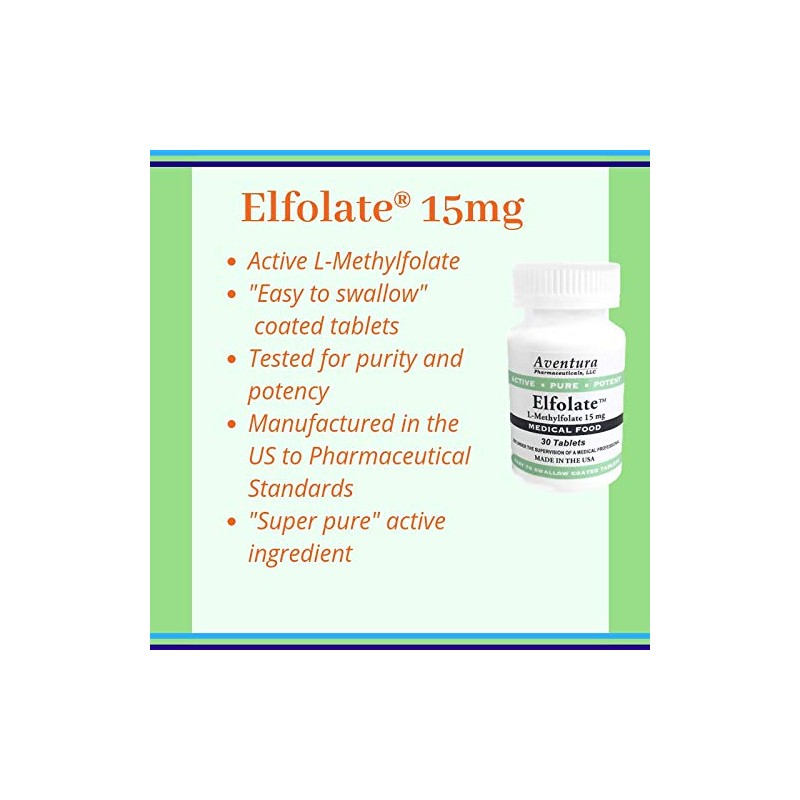 ELFOLATE® 15mg Bonus Pack 100 Tablets L-Methylfolate Methyl Folate Methylfolate