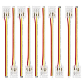 LightingWill LED Connectors 3Pin 10mm, 10 PCS Pigtail Connector Transparent Solderless, LED Tape Light Connector 3 Conductor for SMD 5050 Single Color Strips