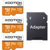 KOOTION MicroSD Card, 128 GB, Set of 3, TF Card, SD Adapter, Class 10, UHS-I Memory Card, SDXC, Micro SD Card, U3, A1, V30 Ultra Fast Transfer for Smartphones, Drive Recorders, Digital Cameras