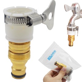 TAOSHENG Universal Mixer Tap Connector, Brass 1/2 & 3/4 Inch Female Faucet Adapter Quick Connect to Hose for Garden Kitchen Laundry, 1 Pack