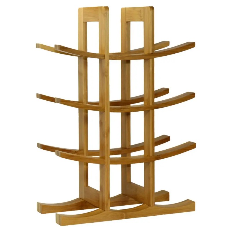 Bamboo Wine Rack 12 Bottle Natural Wood Modern Design Home