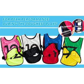MILLUR 12 Pack Reversible Numbered Pinnies, Double Sided Scrimmage Vest,for Soccer, Basketball Scrimmages Team Practice Jerseys