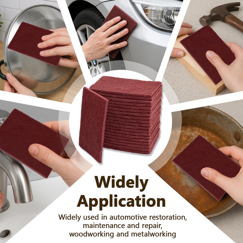 20 Pack Maroon General Purpose Scruff Pads 6" x 9"