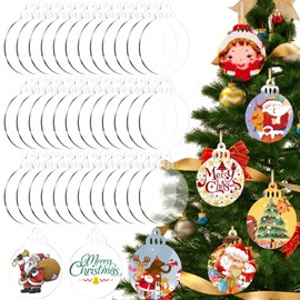 3 Inches Clear Acrylic Ornament Blanks, Acejoz 36Pcs Blank Acrylic Ornaments for Christmas Ornament Blanks with Hole for Vinyl Projects(Style C)