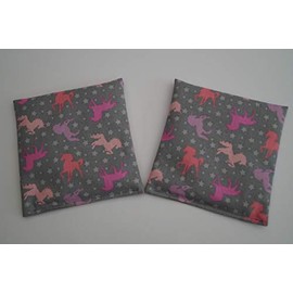 Organic Rye Unicorn Grain Cushion 12 x 12 cm Pack of 2 Grey