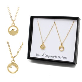 Set de Collares para Pareja de Olas Yin y el Yang en Chapa de Oro Premium de 22K - FALÚ JOYERÍA