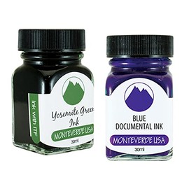 Monteverde 60ml Core Fountain Pen Ink Bottle (30ml Yosemite Green Ink Bottle G309YG, 30ml Blue Documental Ink Bottle G309DU)