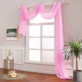 Megachest TAILORED VOILE WINDOW SCARF PELMET (CANDY PINK, 58"X118"(145cmX300cm))