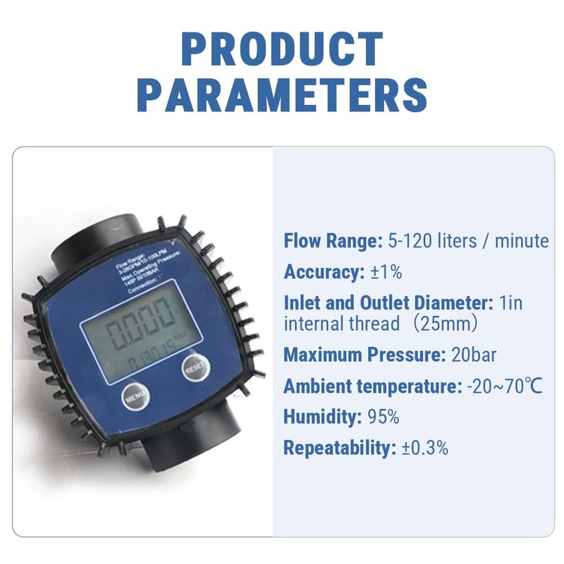 Uadme Digital Turbine Flowmeter – 1" Electronic Internal Thread Flow