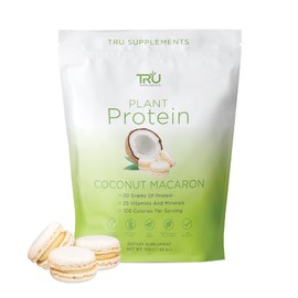 TRU Supplements TRU Supplements Plant Based Protein Powder, BCAA, EAA, 20g Vegan Protein, 100 Calories, 27 Vitamins, No Artificial Flavors 25 Servings (Coconut Macaron)