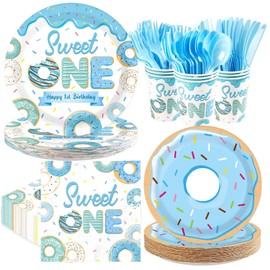 Greencian 168 Pcs Donut Sweet One Birthday Party Decoration Serves 24