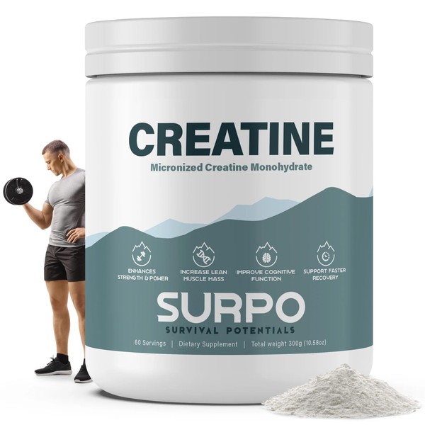 SURPO SURPO Micronized Creatine Monohydrate Powder - 300g, 60 Servings