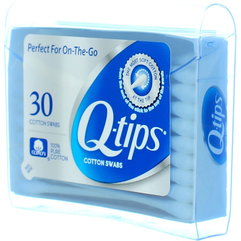 Q-tips Swabs Purse Pack 30 Each (Pack of 2)