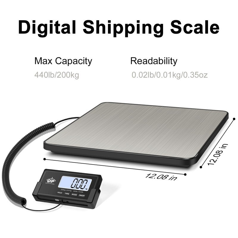 QP Shipping Scale, 440 lb/0.35 oz High Accuracy Digital Postal