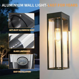 Dandray Outdoor Wall Sconce Light Fixture, Outside Exterior Porch Wall Light, Aluminum Rustproof & Weatherproof Modern Light for House Front Door, Garage, Garden, Patio (Black)