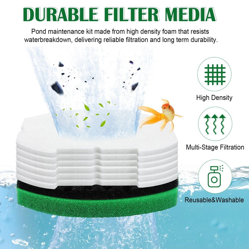 Nuanchu 2 Set Pond Filter Kits Foam Replacement Set Polymer