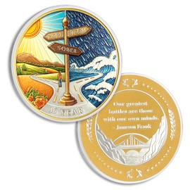 Signpost 16 Year Sobriety Coins, Toward Hope NA AA Chips and Medallions - Sixteen Year Recovery Token with Inspirational Quote, Non-Religious Sobriety Gifts for Men Women