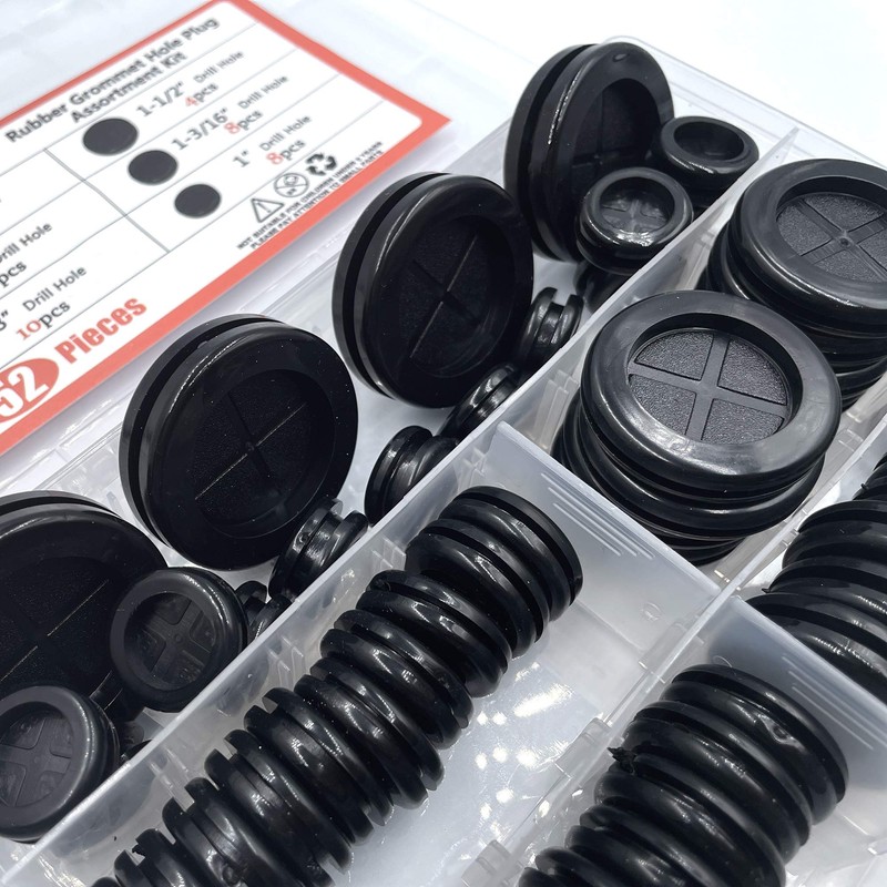 ISPINNER 52pcs 6 Sizes Rubber Grommet, Double Sided Round Rubber