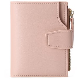 FALAN MULE Women's Small Purse with RFID Protection, Mini Short Purse, Women's PU Leather Wallet for Women with Coin Compartment Wallet, B light pink, Casual