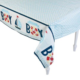 Fun Express Nautical Boy Baby Shower Plastic Tablecloth - Party Supplies - 1 Piece