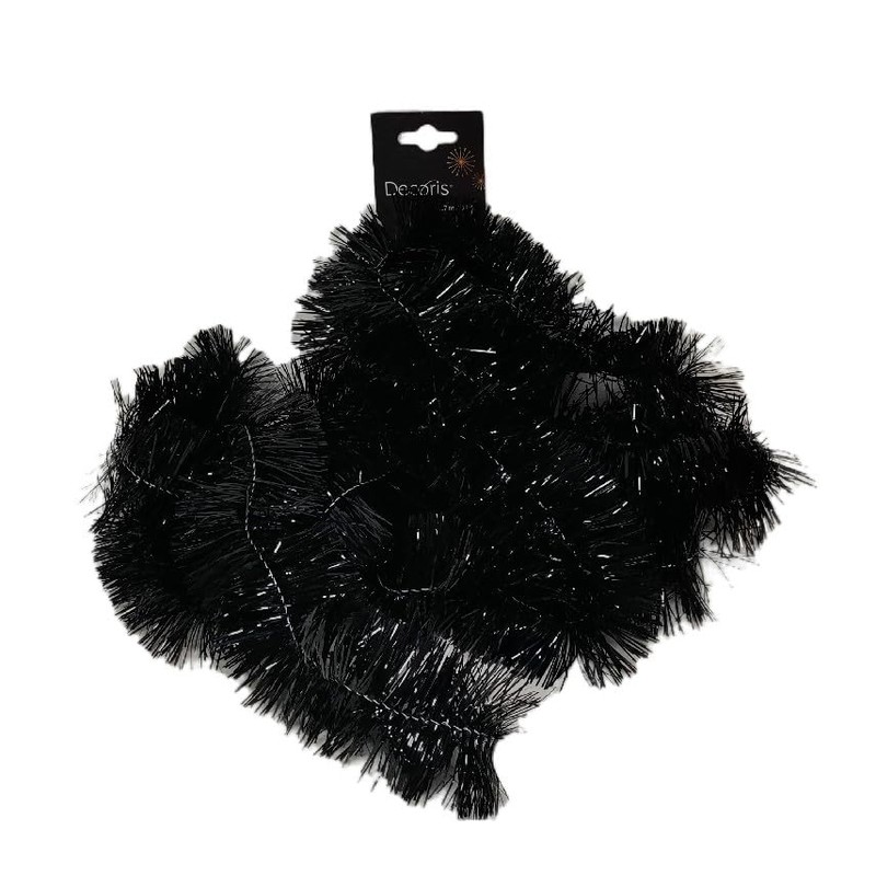 Christmas Tinsel Garland 9ft Black Shiny Christmas Tree Tinsel