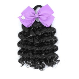 Kid's Summer Afro Puff Kids Ponytail Afro Kinky Curly Hair Bun For Kids Natural Black Synthetic Hair (Natural Black, Curly-6Inch(2pcs))