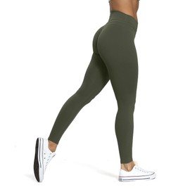 Aoxjox High Waisted Workout Leggings for Women Scrunch Tummy Control Luna Buttery Soft Yoga Pants 26" (Olive Green, XX-Small)