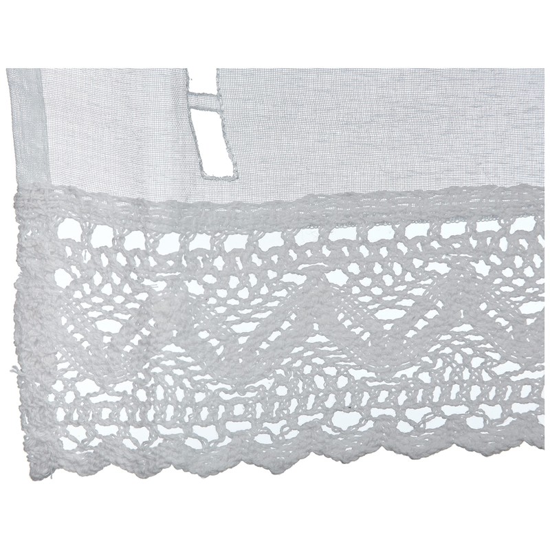 Home Fashion Window Picture Linen Structure Embroidery, Fabric, White, 45