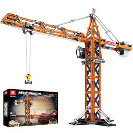 Reobrix Crane Building Blocks Set, RC Tower Crane Construction Vehicle Model Kits with Dual Motors, 1176 PCS City Crane Toy for Adults, Gift for Boys Girls Men and Construction Machinery Lovers 22013
