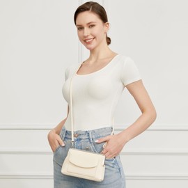 Kiss Lock Wallet Purse for Women, Small Shoulder Crossbody Bag with Strap Phone Purse Handbags Clutch, Offwhite