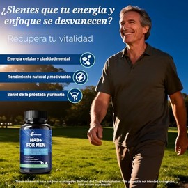 Suplementos NAD+ para hombres con palma enana americana | Energía celular todo en uno, apoyo de próstata y suplemento de óxido nítrico con resveratrol