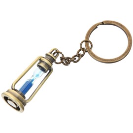 Kisangel Hourglass Keychain 5pcs Hour Glass Sand Timer Key Chains Retro Backpack Key Rings for Men Women Decor,Blue Clock Keychain