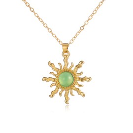 COLORFUL BLING Dainty Sun Choker Necklace for Women Sunflower with Multicolor Crystal Pendant Necklace Minimalist Jewelry-green