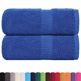 vidaXL Blue Cotton Soap Towels Set - 2 Pack - Soft, Absorbent, and OEKO-TEX Certified - 30x30 cm with Hanging Loop - Multi-Use Washcloths for Bathroom, Kitchen, Gym, Facial Cloths