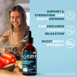E2H Advanced Immune Defense Supplement - All-Natural Immune Booster - Immune Support Supplements Drops - Contains Holy Basil, Papaya Leaves and Red Banded Polypore - Non-GMO, Vegan - (3 Bottles)