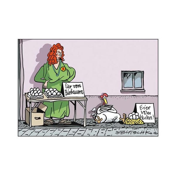Postcard A6 + CARTOON by modern times +++ Eggs from