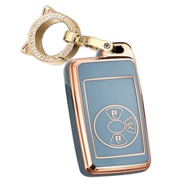 ontto Car key case cover Fit For Toyota RAV4 2009 2011 RAV4 Yaris 2011 Avalon Highlander Reiz Land Cruiser Smart Key case Key Shell Key Holder keychain TPU Accessories Protector 3 button Grey