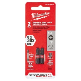 Milwaukee SHOCKWAVE Phillips 3 x 1 in. L Impact Duty Screwdriver Bit Steel 2 pc.