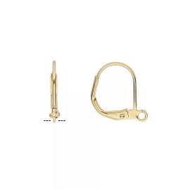 Platinum Ear Wire, 100 Gold Plated Brass 14mm Leverback Ear Wires with Loop Earrings