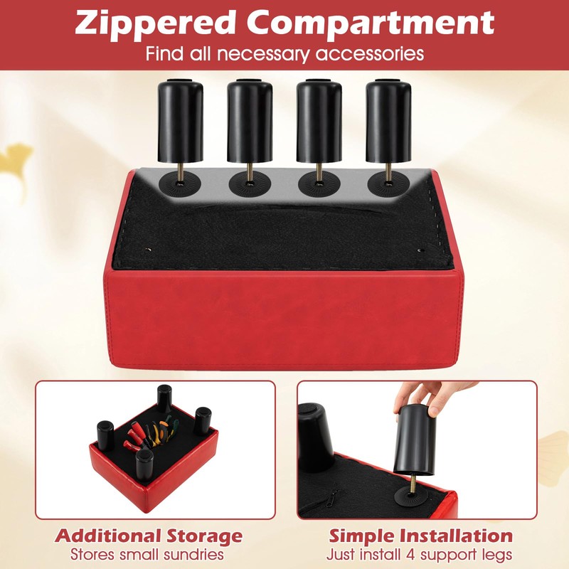 Giantex Small Foot Stool Ottoman, PU Leather Footrest with Storage,