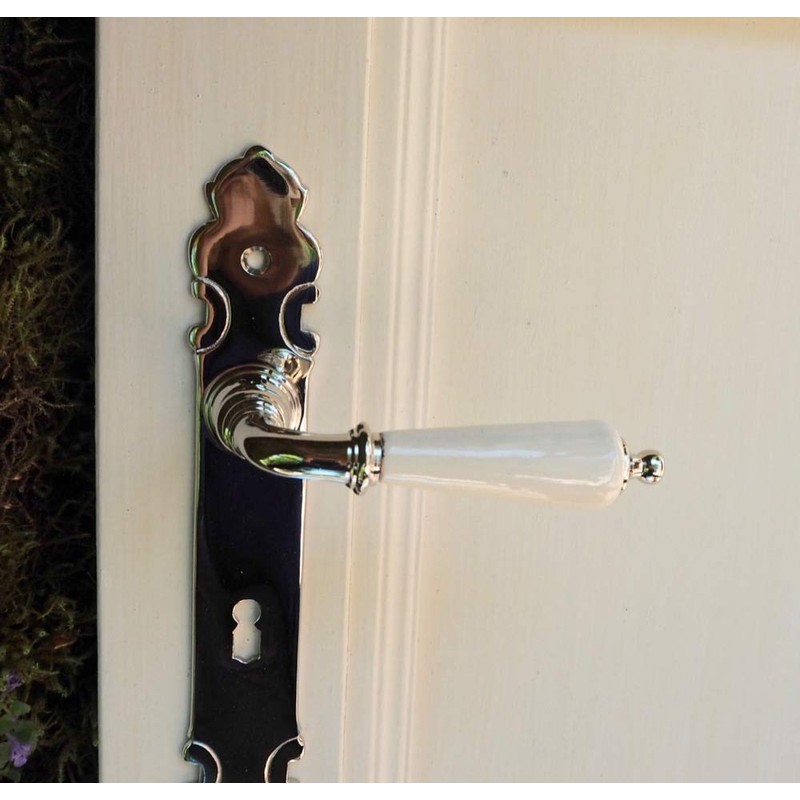 Antikas - Door Handles Polished Nickel with Ceramic Handle Antique