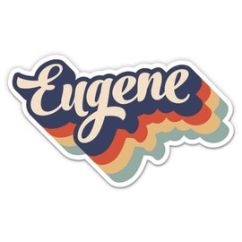 Squiddy Eugene Oregon Layered Retro Style - Vinyl Sticker Decal for Phone, Laptop, Water Bottle (3" Wide)