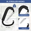 2 Pack Stroller Hooks, 6.3" Large Stroller Clip, Extra Large