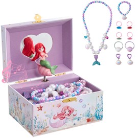 ProCase Joyero musical de sirena para niñas, sirena (caja con joyería)