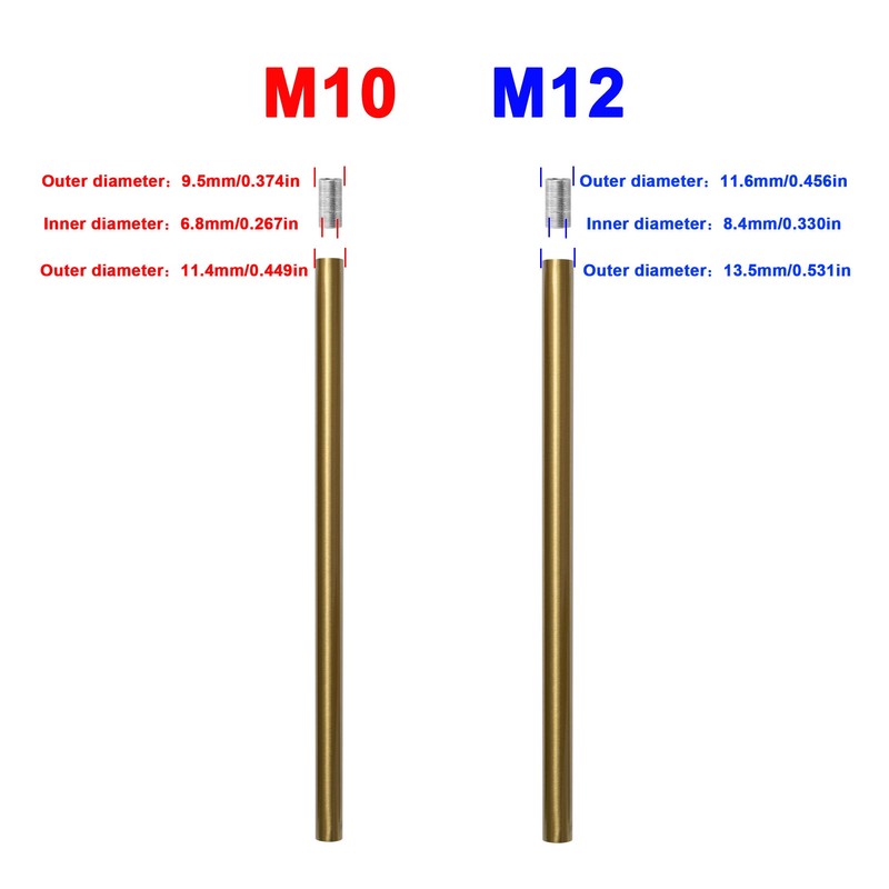 Haligate Brushed Brass M12 Threaded Extension Rod for Pendant Light,