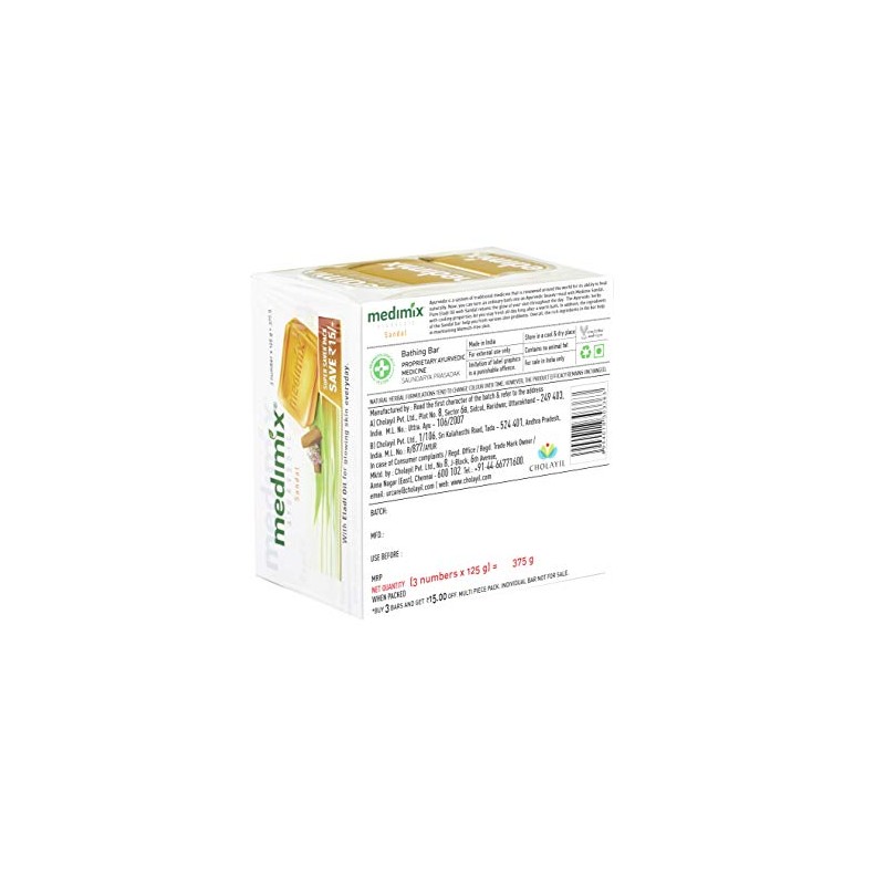 Medimix Ayurvedic Sandal Soap, 3x125g